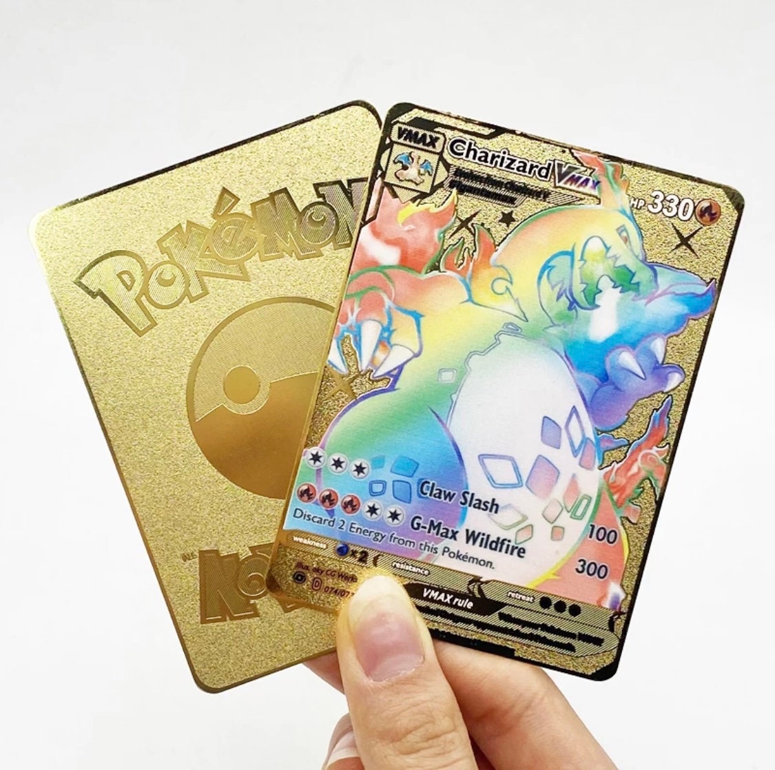 Pokemon Rainbow Charizard VMAX 74/73 Custom Gold Metal Collectible Trading Card Champion's Path - FREE SHIPPING Same Day - USA Based Seller!