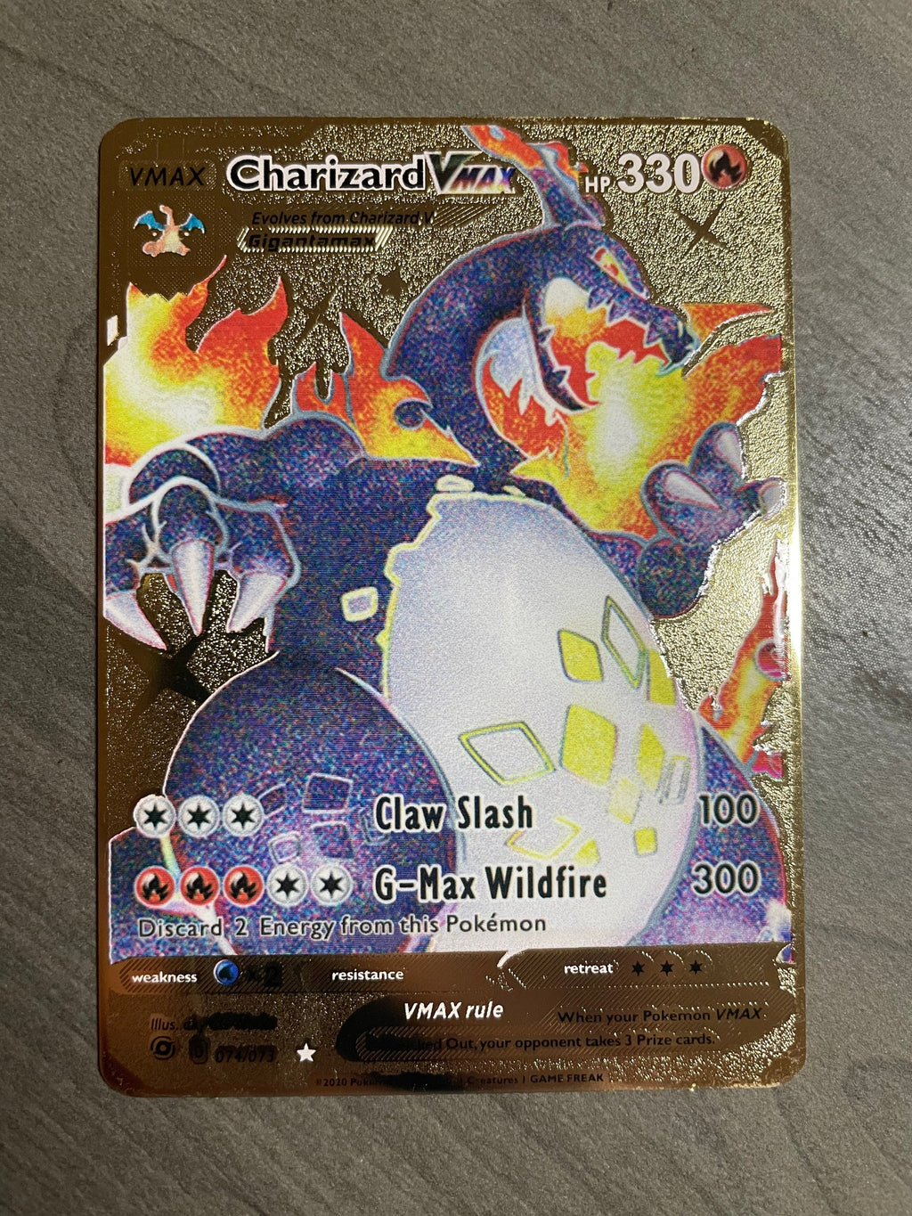 Pokemon Shiny Charizard VMAX SV107/SV122 Custom Gold Metal Collectible Trading Card Shining Fates - FREE SHIPPING Same Day - USA Based Seller!