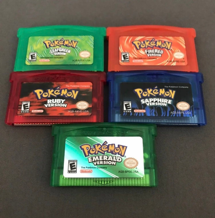 Pokemon Emerald Sapphire Ruby Leaf Green Fire Red Game Card for Gameboy Advanced GBA - Reproduction Cartridges